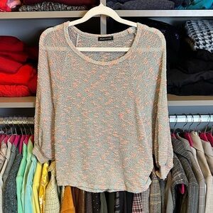 Jella Couture fluorescent orange/blue open knit 3/4 dolman sleeve sweater size S